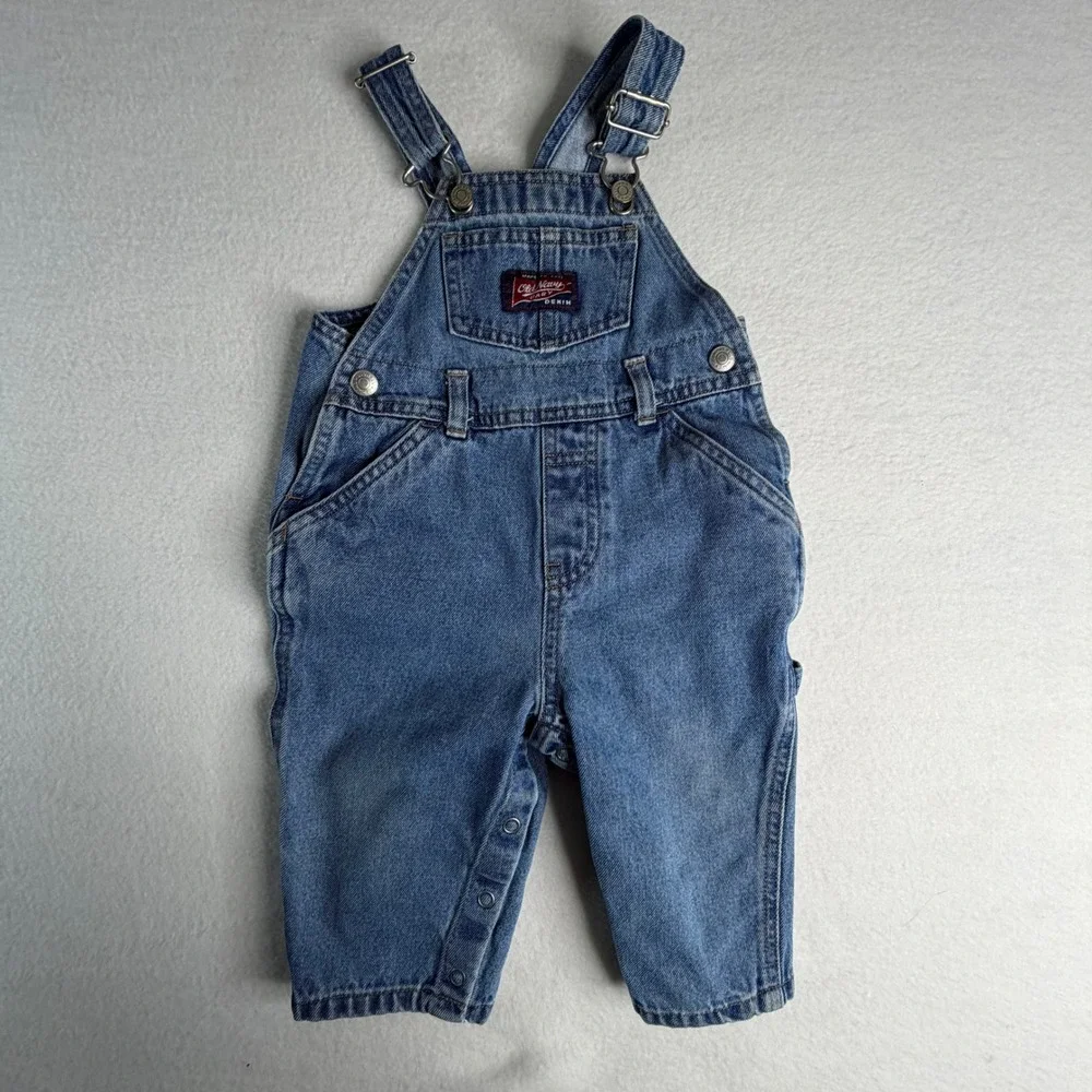 Old Navy Baby Denim Overalls Blue Medium Wash Carpenter Farmer 6-12 Months